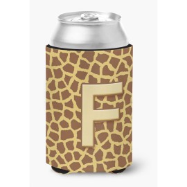 Caroline'S Treasures Cj1025-Fcc Letter F Initial Monogram-Giraffe Can Or Bottle Koozie Hugger, Multicolor