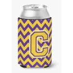 Caroline'S Treasures Cj1041-Ccc Letter C Chevron Purple And Gold Can Or Bottle Hugger, Multicolor