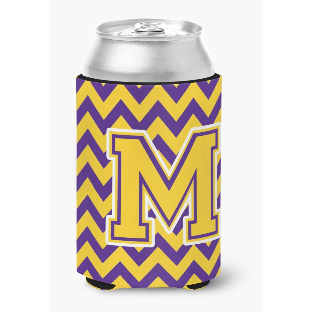 Caroline'S Treasures Cj1041-Mcc Letter M Chevron Purple And Gold Can Or Bottle Hugger, Multicolor