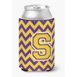 Caroline'S Treasures Cj1041-Scc Letter S Chevron Purple And Gold Can Or Bottle Hugger, Multicolor