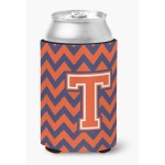 Caroline'S Treasures Cj1042-Tcc Letter T Chevron Orange And Blue Can Or Bottle Hugger, Multicolor