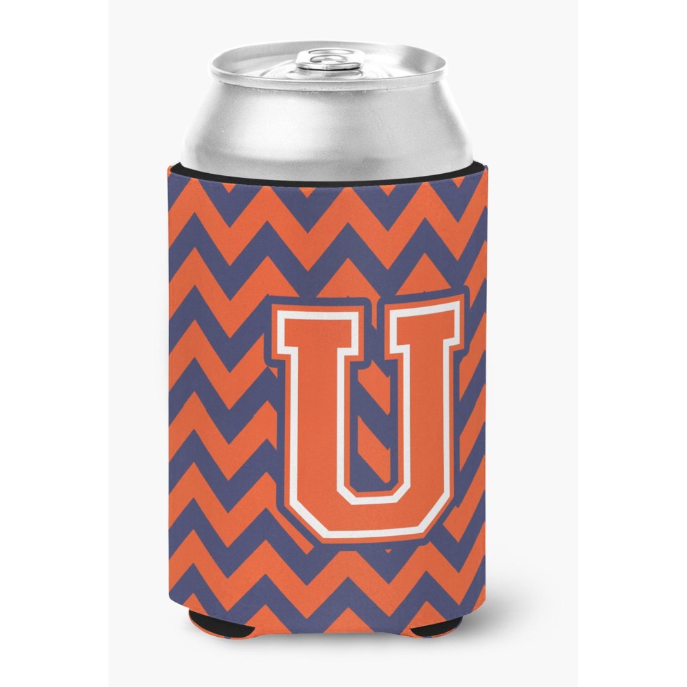 Caroline'S Treasures Cj1042-Ucc Letter U Chevron Orange And Blue Can Or Bottle Hugger, Multicolor