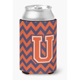 Caroline'S Treasures Cj1042-Ucc Letter U Chevron Orange And Blue Can Or Bottle Hugger, Multicolor