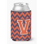 Caroline'S Treasures Cj1042-Vcc Letter V Chevron Orange And Blue Can Or Bottle Hugger, Multicolor