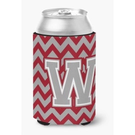 Caroline'S Treasures Cj1043-Wcc Letter W Chevron Crimson And Grey Can Or Bottle Hugger, Multicolor