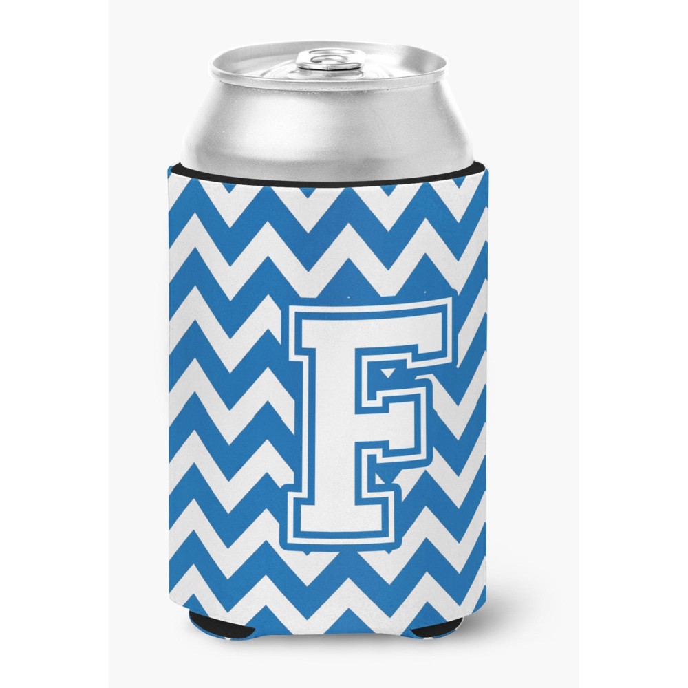 Caroline'S Treasures Cj1045-Fcc Letter F Chevron Blue And White Can Or Bottle Hugger, Multicolor