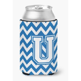 Caroline'S Treasures Cj1045-Ucc Letter U Chevron Blue And White Can Or Bottle Hugger, Multicolor