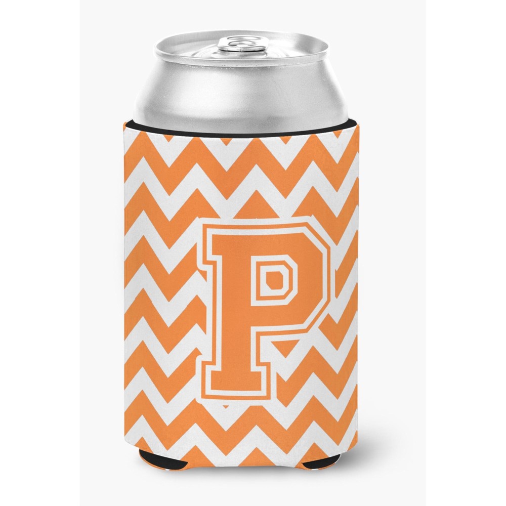 Caroline'S Treasures Cj1046-Pcc Letter P Chevron Orange And White Can Or Bottle Hugger, Multicolor