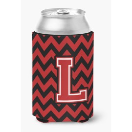 Caroline'S Treasures Cj1047-Lcc Letter L Chevron Black And Red Can Or Bottle Hugger, Multicolor