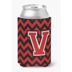 Caroline'S Treasures Cj1047-Vcc Letter V Chevron Black And Red Can Or Bottle Hugger, Multicolor