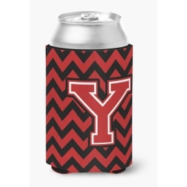 Caroline'S Treasures Cj1047-Ycc Letter Y Chevron Black And Red Can Or Bottle Hugger, Multicolor