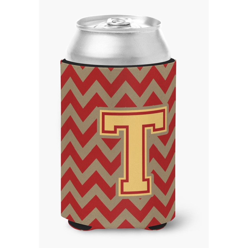 Caroline'S Treasures Cj1048-Tcc Letter T Chevron Garnet And Gold Can Or Bottle Hugger, Multicolor