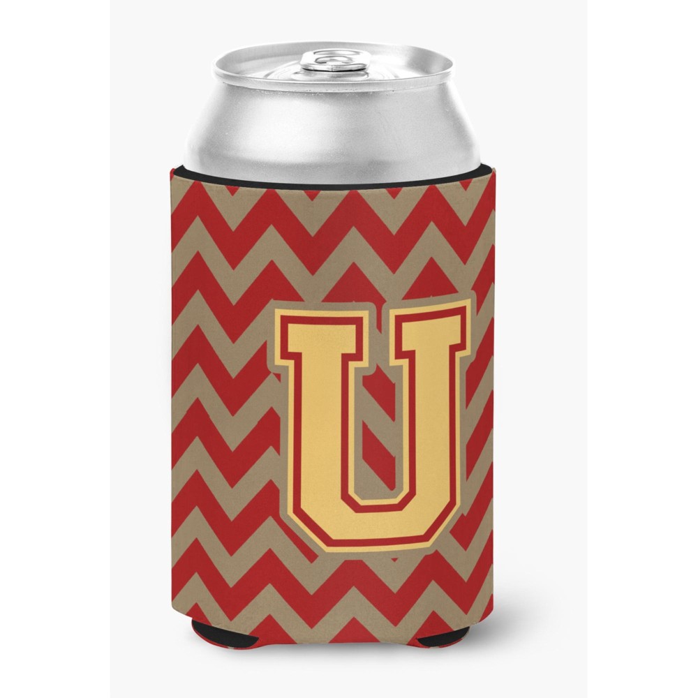 Caroline'S Treasures Cj1048-Ucc Letter U Chevron Garnet And Gold Can Or Bottle Hugger, Multicolor