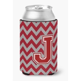 Caroline'S Treasures Cj1049-Jcc Letter J Chevron Maroon And White Can Or Bottle Hugger, Multicolor