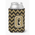 Caroline'S Treasures Cj1050-Qcc Letter Q Chevron Black And Gold Can Or Bottle Hugger, Multicolor