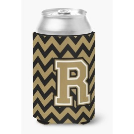 Caroline'S Treasures Cj1050-Rcc Letter R Chevron Black And Gold Can Or Bottle Hugger, Multicolor