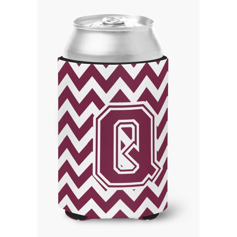 Caroline'S Treasures Cj1051-Qcc Letter Q Chevron Maroon And White Can Or Bottle Hugger, Multicolor