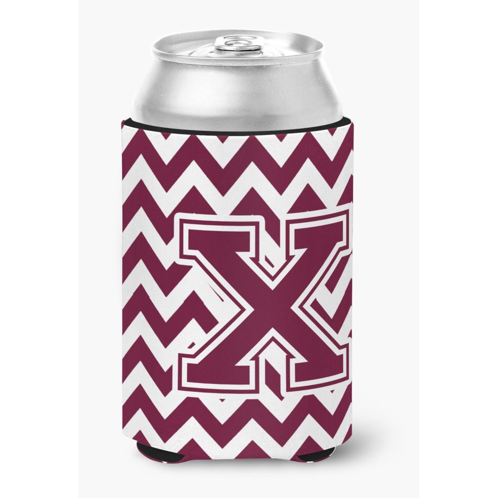 Caroline'S Treasures Cj1051-Xcc Letter X Chevron Maroon And White Can Or Bottle Hugger, Multicolor