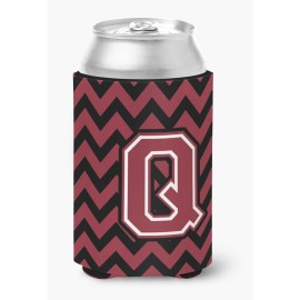 Caroline'S Treasures Cj1052-Qcc Letter Q Chevron Garnet And Black Can Or Bottle Hugger, Multicolor