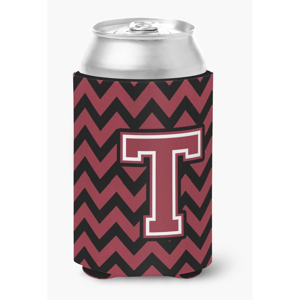 Caroline'S Treasures Cj1052-Tcc Letter T Chevron Garnet And Black Can Or Bottle Hugger, Multicolor