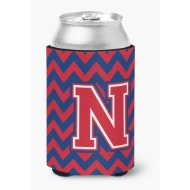 Caroline'S Treasures Cj1054-Ncc Letter N Chevron Yale Blue And Crimson Can Or Bottle Hugger, Multicolor