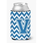 Caroline'S Treasures Cj1056-Vcc Letter V Chevron Blue And White Can Or Bottle Hugger, Multicolor