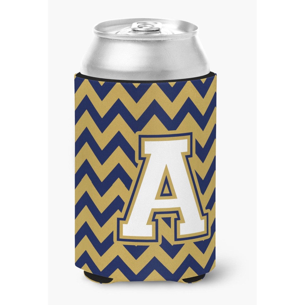 Caroline'S Treasures Cj1057-Acc Letter A Chevron Navy Blue And Gold Can Or Bottle Hugger, Multicolor