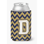 Caroline'S Treasures Cj1057-Dcc Letter D Chevron Navy Blue And Gold Can Or Bottle Hugger, Multicolor