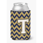 Caroline'S Treasures Cj1057-Tcc Letter T Chevron Navy Blue And Gold Can Or Bottle Hugger, Multicolor