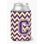 Caroline'S Treasures Cj1058-Ccc Letter C Chevron Purple And Gold Can Or Bottle Hugger, Multicolor