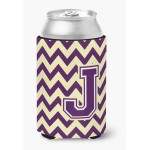 Caroline'S Treasures Cj1058-Jcc Letter J Chevron Purple And Gold Can Or Bottle Hugger, Multicolor