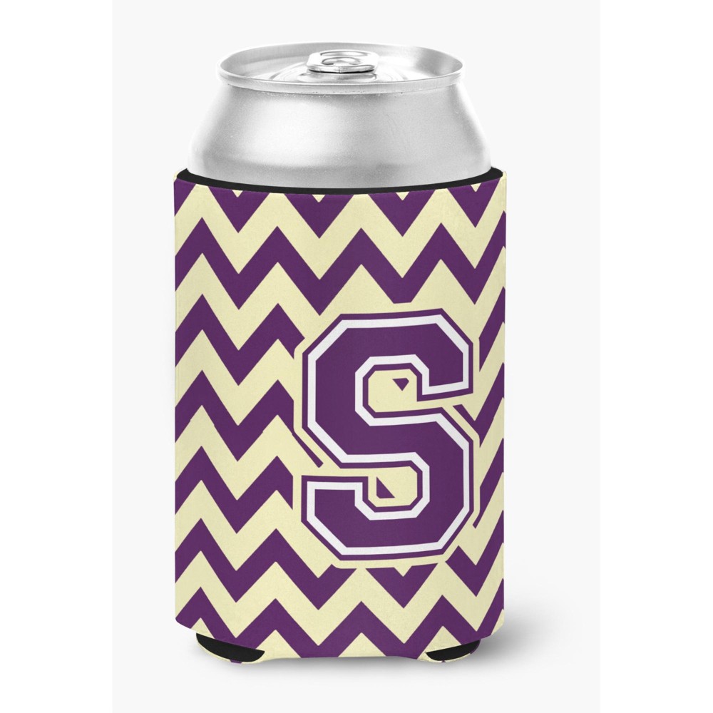 Caroline'S Treasures Cj1058-Scc Letter S Chevron Purple And Gold Can Or Bottle Hugger, Multicolor