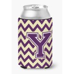 Caroline'S Treasures Cj1058-Ycc Letter Y Chevron Purple And Gold Can Or Bottle Hugger, Multicolor