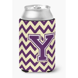 Caroline'S Treasures Cj1058-Ycc Letter Y Chevron Purple And Gold Can Or Bottle Hugger, Multicolor