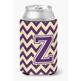 Caroline'S Treasures Cj1058-Zcc Letter Z Chevron Purple And Gold Can Or Bottle Hugger, Multicolor