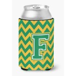 Caroline'S Treasures Cj1059-Fcc Letter F Chevron Green And Gold Can Or Bottle Hugger, Multicolor