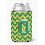 Caroline'S Treasures Cj1059-Qcc Letter Q Chevron Green And Gold Can Or Bottle Hugger, Multicolor