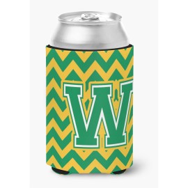 Caroline'S Treasures Cj1059-Wcc Letter W Chevron Green And Gold Can Or Bottle Hugger, Multicolor