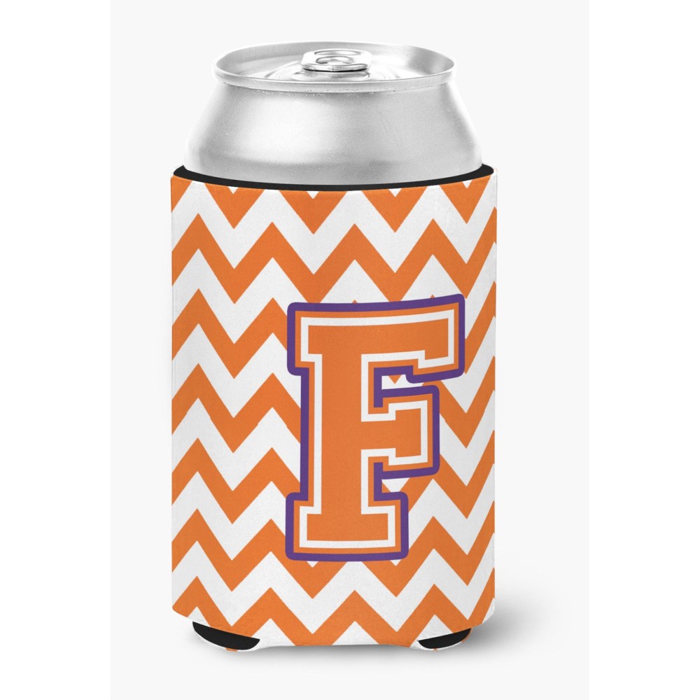 Caroline'S Treasures Cj1062-Fcc Letter F Chevron Orange And Regalia Can Or Bottle Hugger, Multicolor