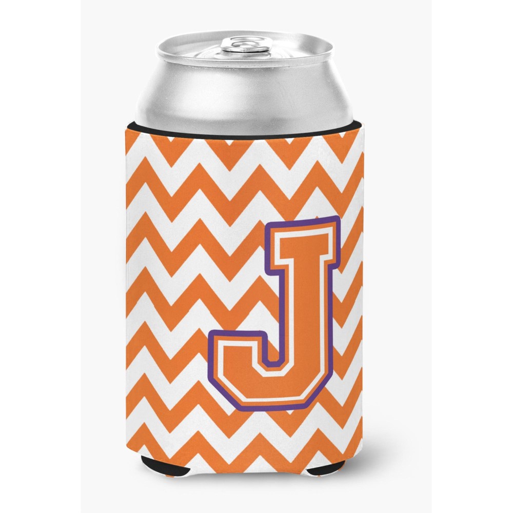 Caroline'S Treasures Cj1062-Jcc Letter J Chevron Orange And Regalia Can Or Bottle Hugger, Multicolor