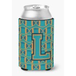 Caroline'S Treasures Cj1063-Lcc Letter L Football Aqua, Orange And Marine Blue Can Or Bottle Hugger, Multicolor