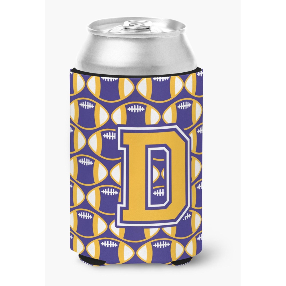 Caroline'S Treasures Cj1064-Dcc Letter D Football Purple And Gold Can Or Bottle Hugger, Multicolor