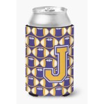 Caroline'S Treasures Cj1064-Jcc Letter J Football Purple And Gold Can Or Bottle Hugger, Multicolor