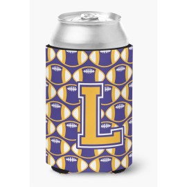 Caroline'S Treasures Cj1064-Lcc Letter L Football Purple And Gold Can Or Bottle Hugger, Multicolor