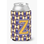Caroline'S Treasures Cj1064-Zcc Letter Z Football Purple And Gold Can Or Bottle Hugger, Multicolor