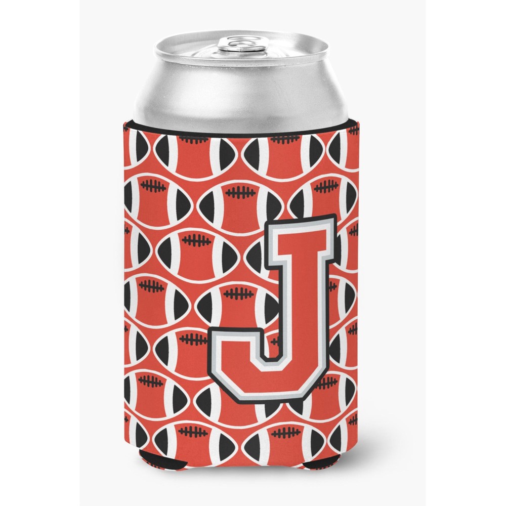 Caroline'S Treasures Cj1067-Jcc Letter J Football Scarlet And Grey Can Or Bottle Hugger, Multicolor