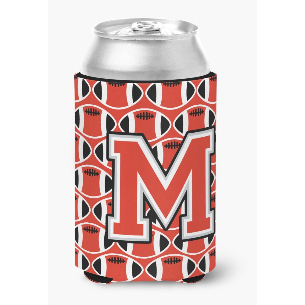 Caroline'S Treasures Cj1067-Mcc Letter M Football Scarlet And Grey Can Or Bottle Hugger, Multicolor