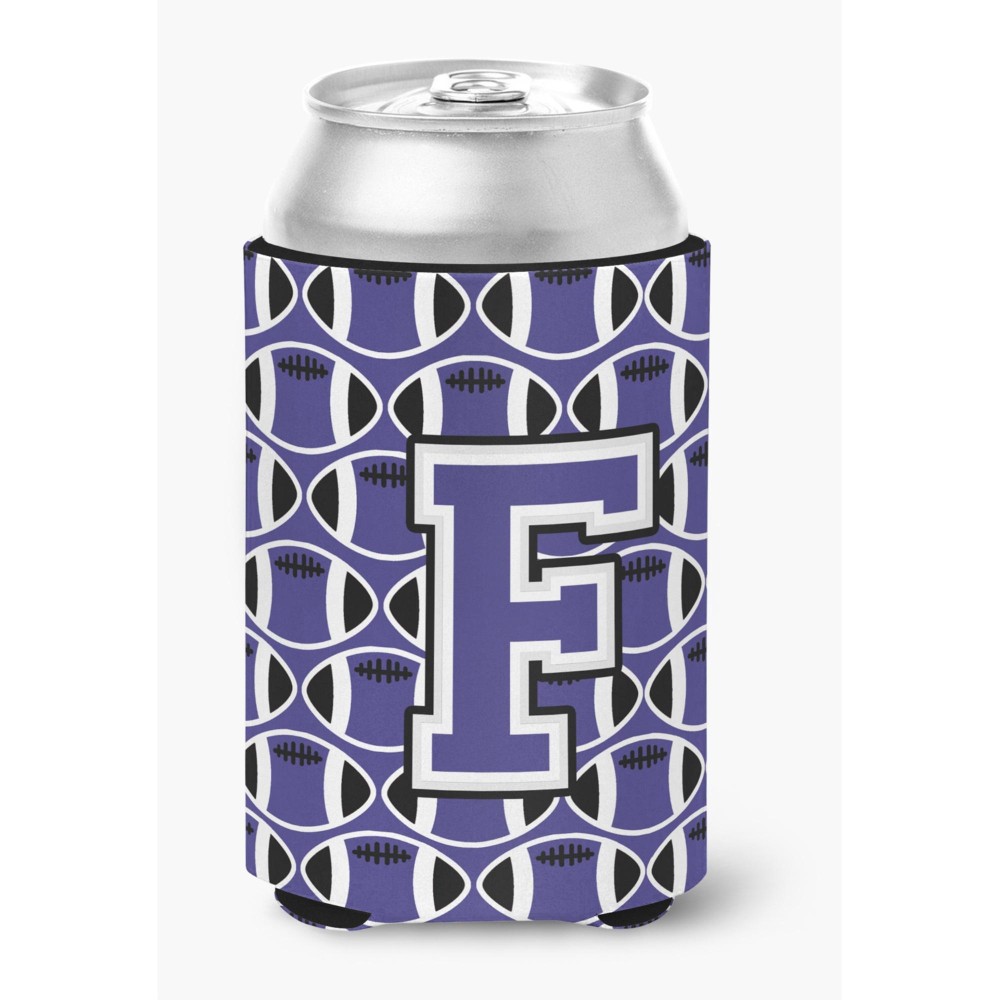 Caroline'S Treasures Cj1068-Fcc Letter F Football Purple And White Can Or Bottle Hugger, Multicolor