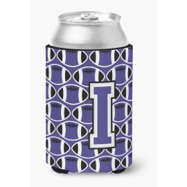 Caroline'S Treasures Cj1068-Icc Letter I Football Purple And White Can Or Bottle Hugger, Multicolor