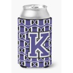 Caroline'S Treasures Cj1068-Kcc Letter K Football Purple And White Can Or Bottle Hugger, Multicolor